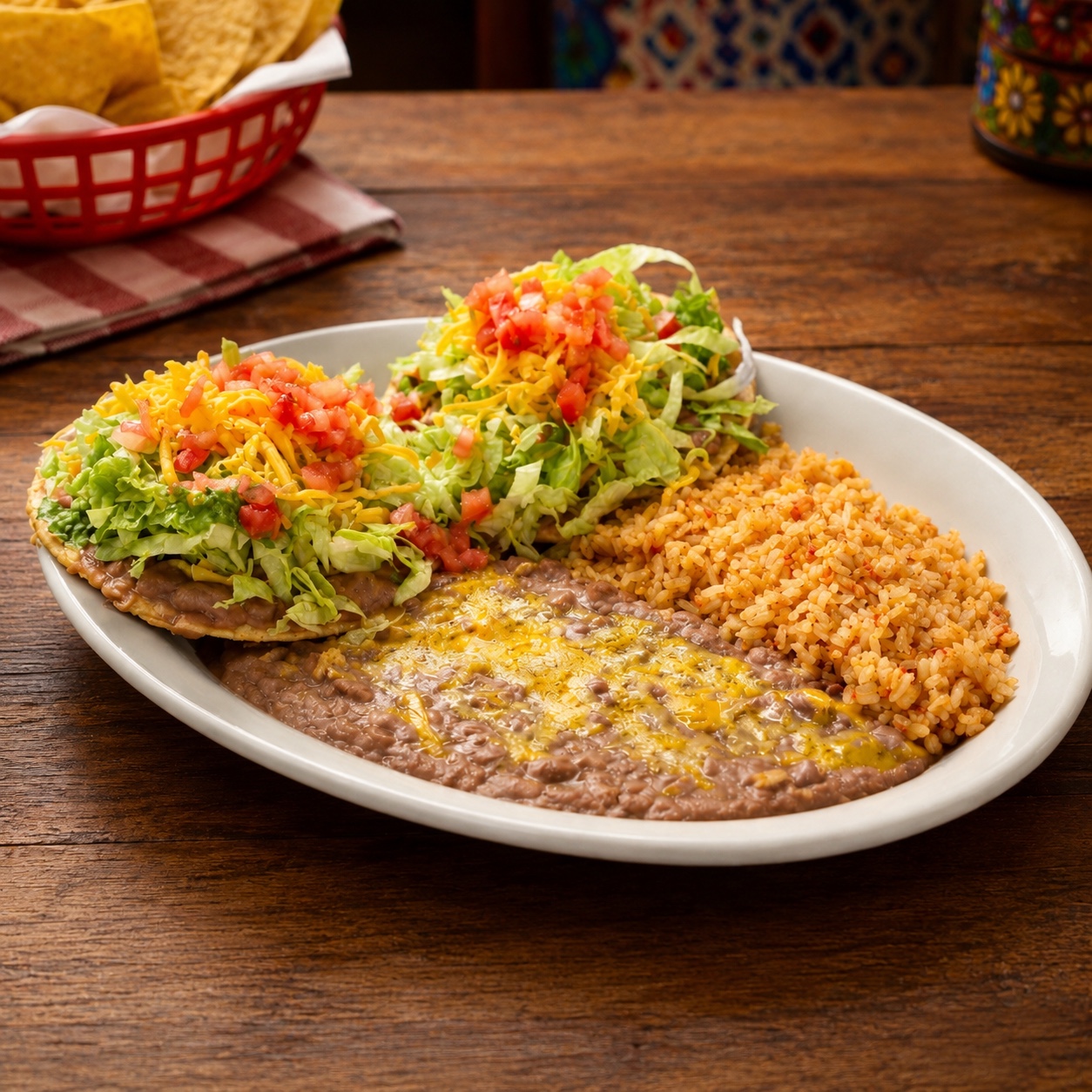 Trujillo’s Chalupa Dinner with rice and refried beans